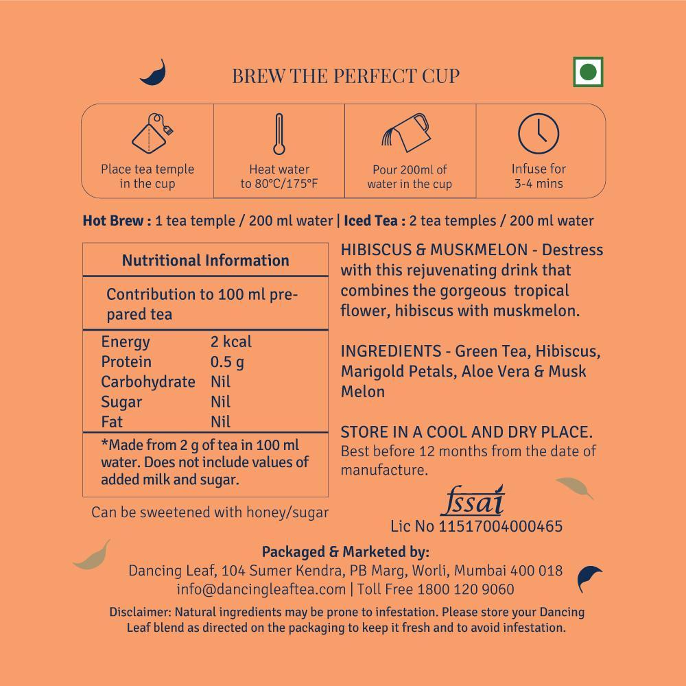 دانسينغ ليف - أكياس شاي أخضر بالكركديه والشمام - 20 كيس