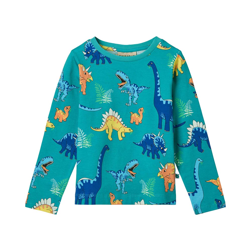 سمافولك - تي شيرت بأكمام طويلة - ديناصورات - أخضر
