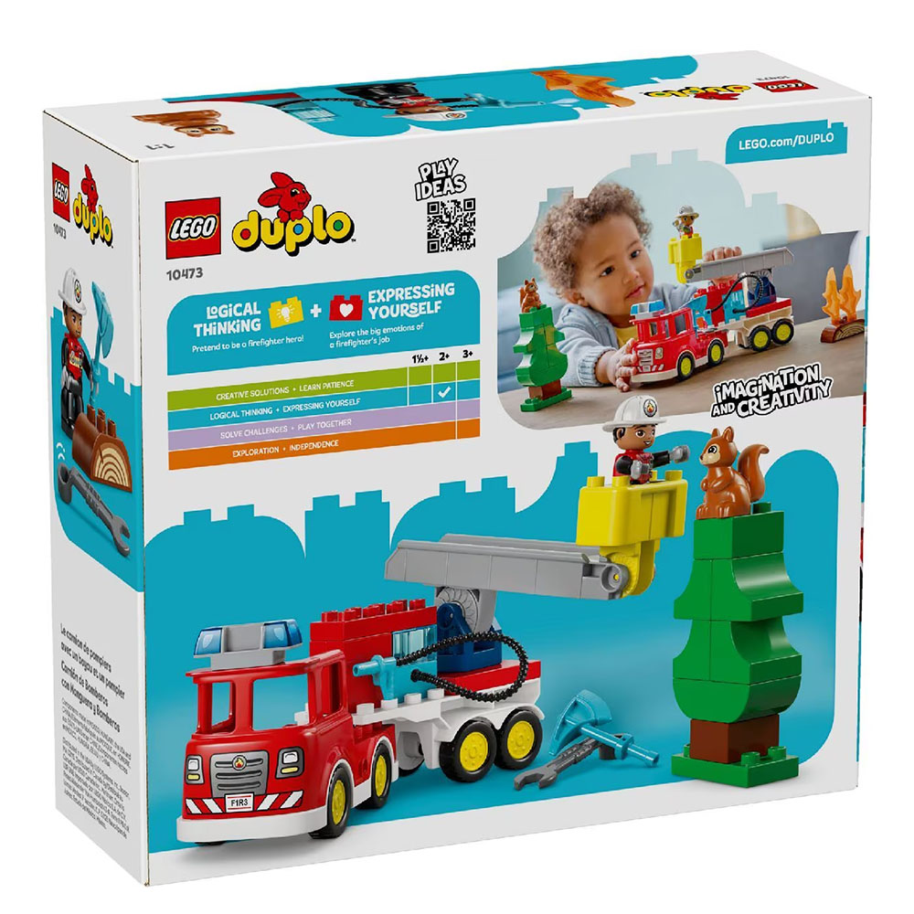 Lego Fire Truck With Hose And Firefighter Building Set - 28 Pc Set