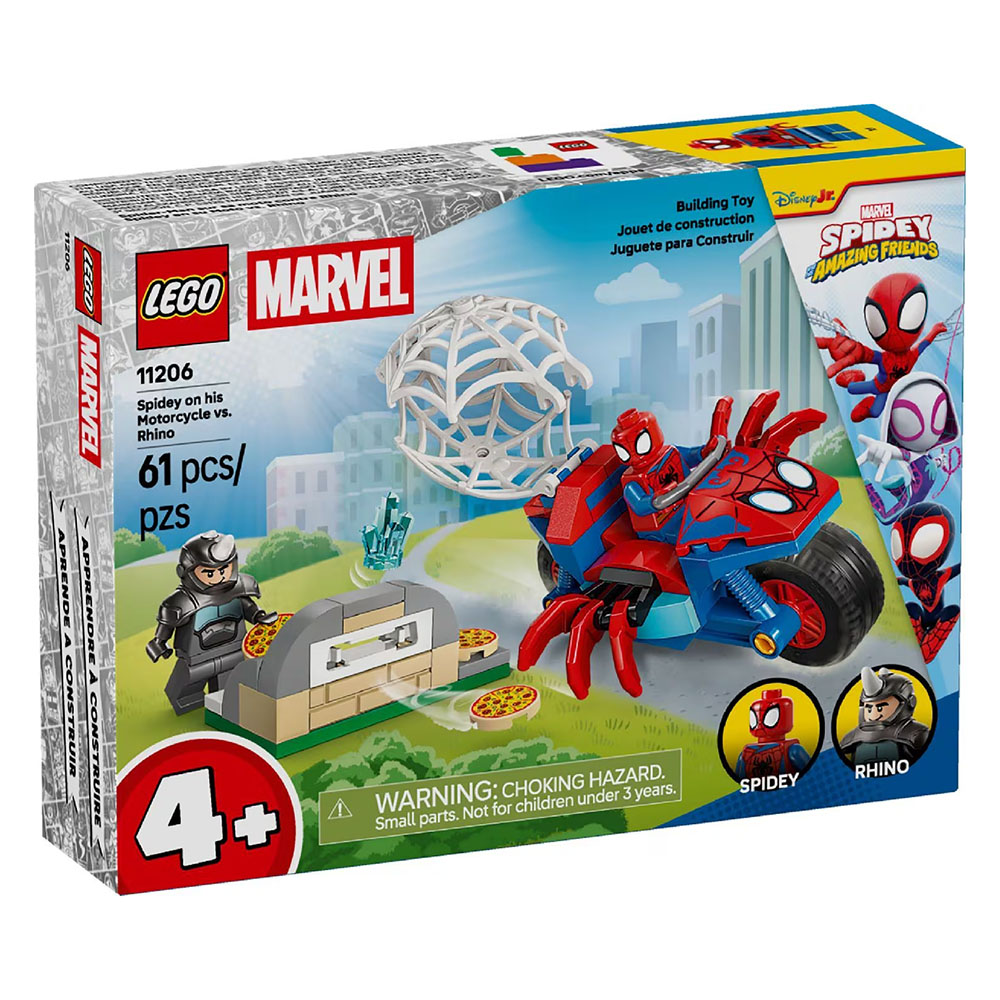 Lego - Spidey On His Motorcycle Vs. Rhino Building Set - 61 Pc Set