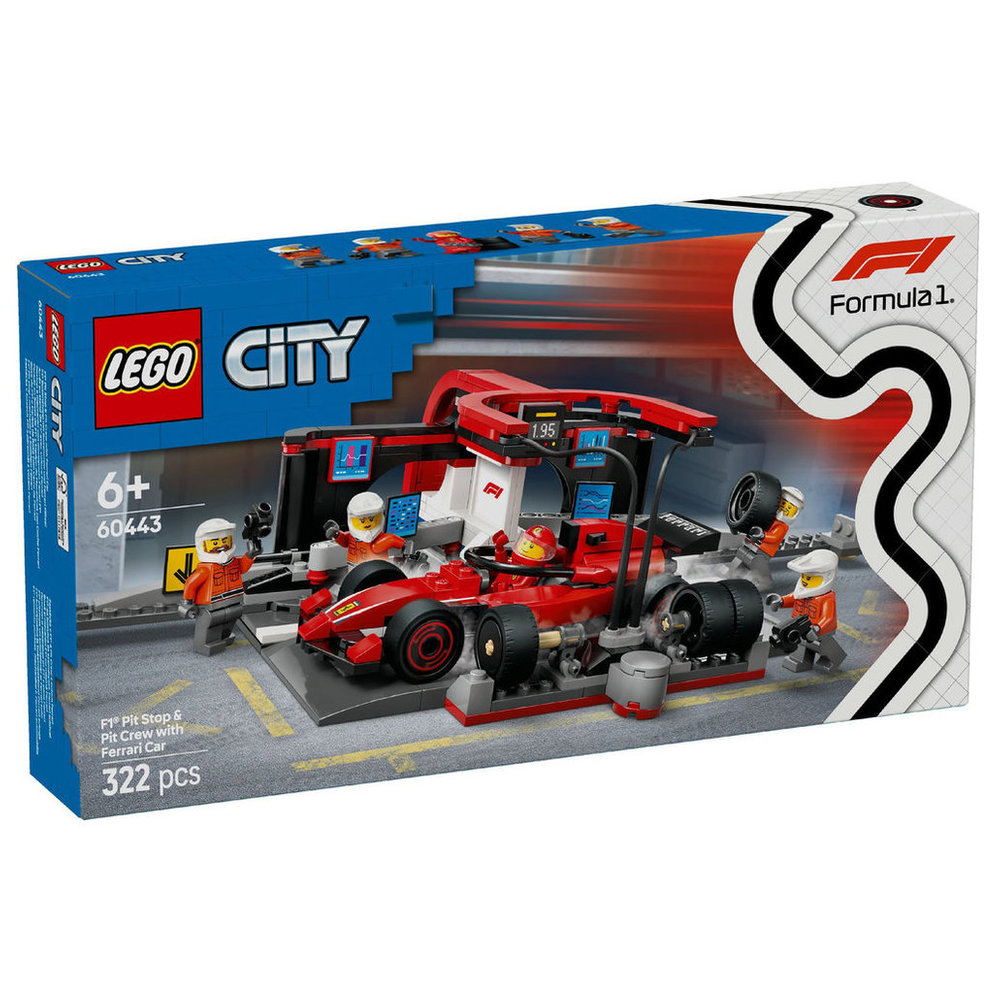 Lego City F1 Pit Stop & Pit Crew With Ferrari Car Building Set - Red - 322 Pcs
