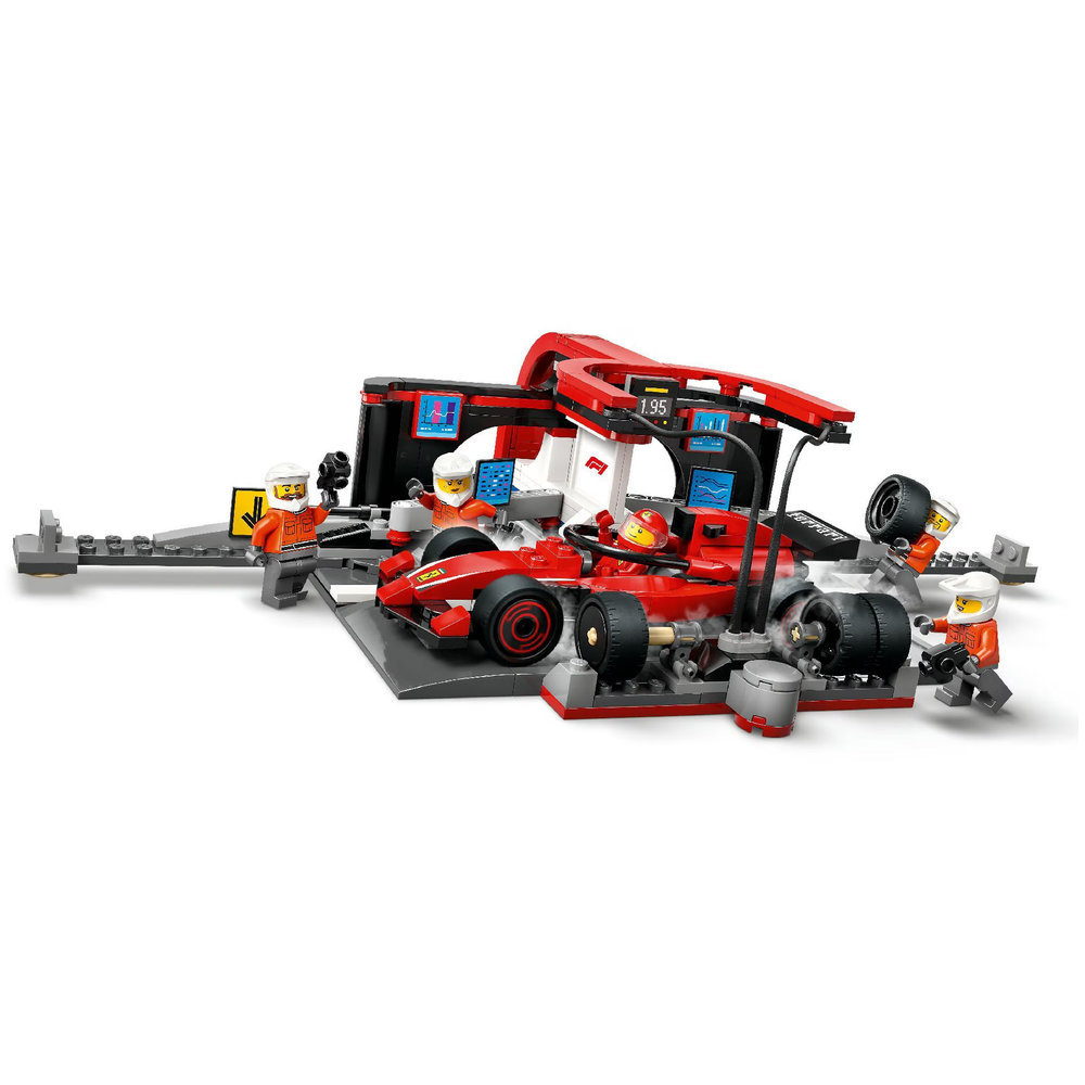 Lego City F1 Pit Stop & Pit Crew With Ferrari Car Building Set - Red - 322 Pcs
