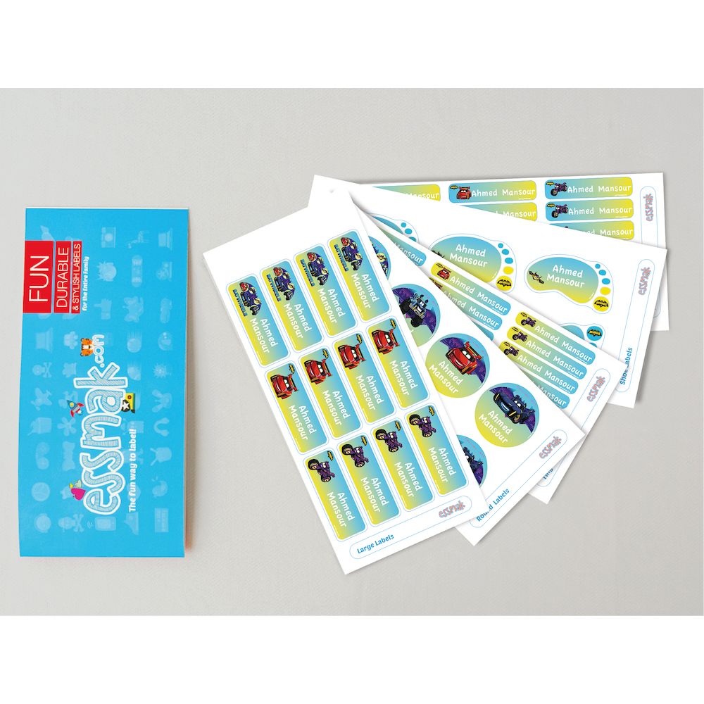 Essmak - Personalised School Labels - Batwheels - 74Pcs