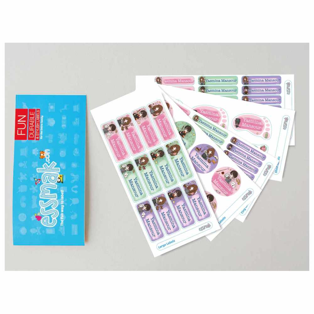 Essmak - Personalised Harry Potter Labels - Pink/Purple/Green - 74 Pcs