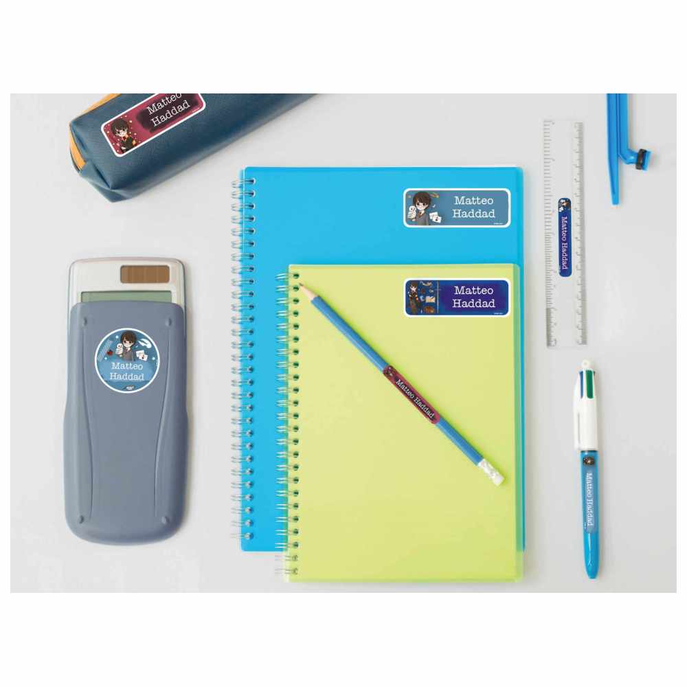 إسمك - ملصقات هاري بوتر قابلة للتخصيص - أحمر/أزرق - 74 قطعة