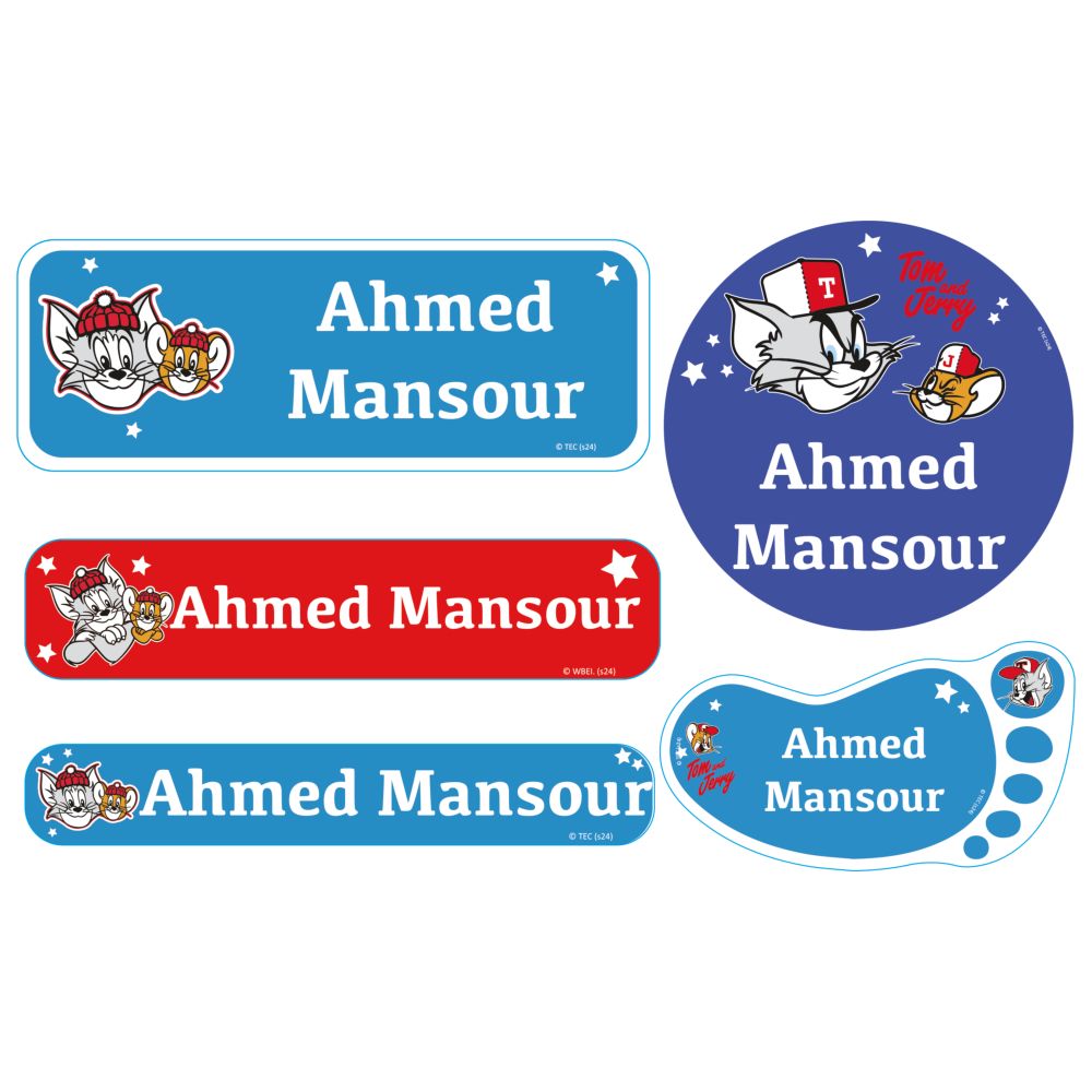 Essmak - Personalised School Labels - Tom And Jerry - 74Pcs