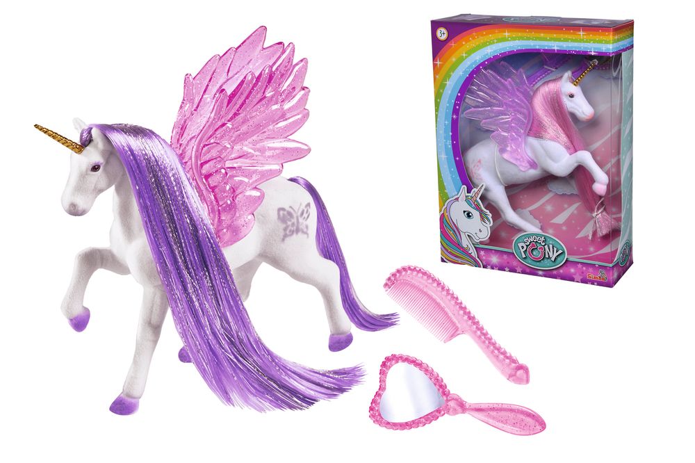 سيمبا - لعبة يونيكورن لطيف بأجنحة لامعة - 3 قطع