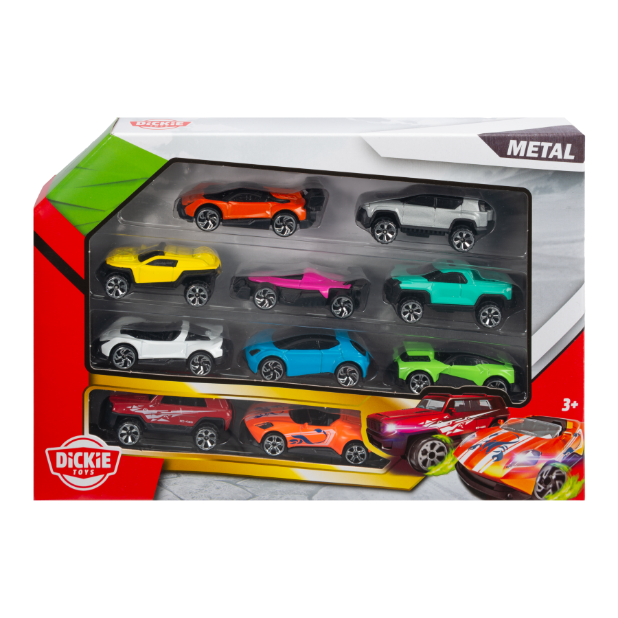 Dickie - Mini Metal Car Playset - Multicolor - 10 Pcs - 7 cm