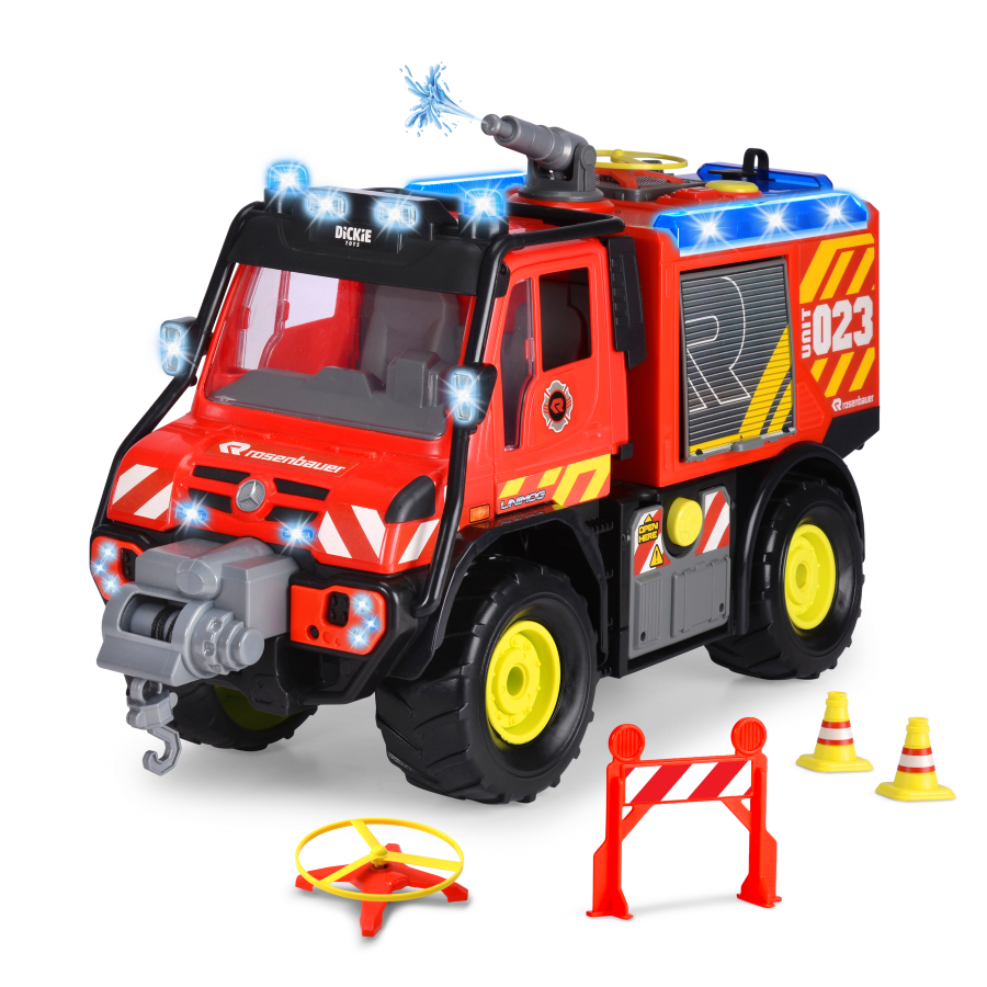 Dickie - Unimog U530 Fire Rescue - Large Fire Engine With Water Sprayer And Winch Via Stick Controller - Item 203719033 - 50 cm - Age From 3 Years And Above