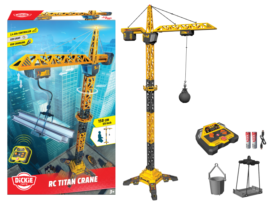 Dickie - RC Titan Crane Playset - Yellow/Grey - 150 cm