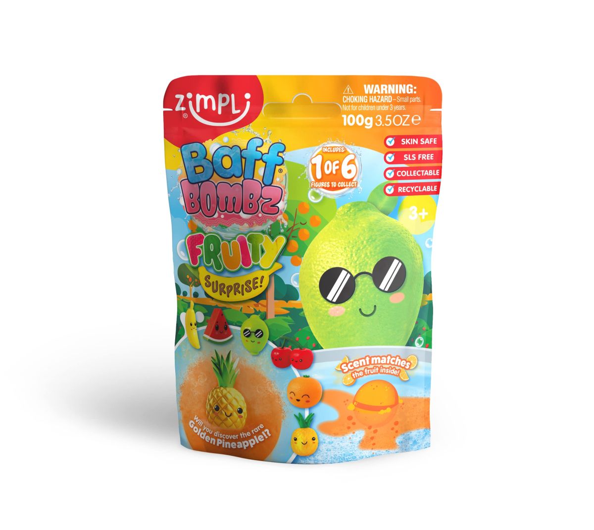 Zimpli Kids - Fruity Surprise Bath Bomb - 1 Of 6 Surprise Fruity Toys To Collect