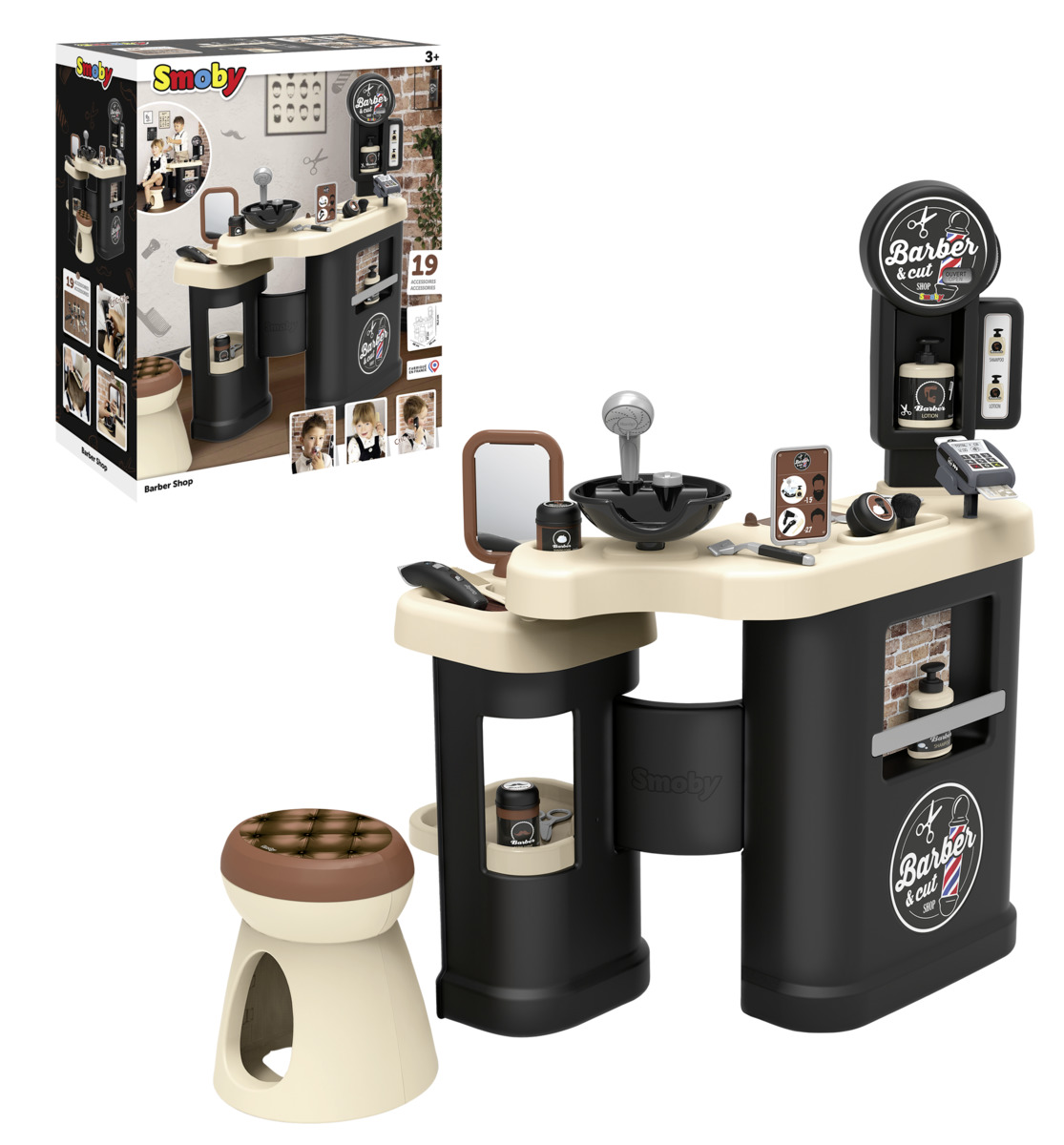 Smoby - Barber And Hairdresser Play Salon Shop - 19 Pcs