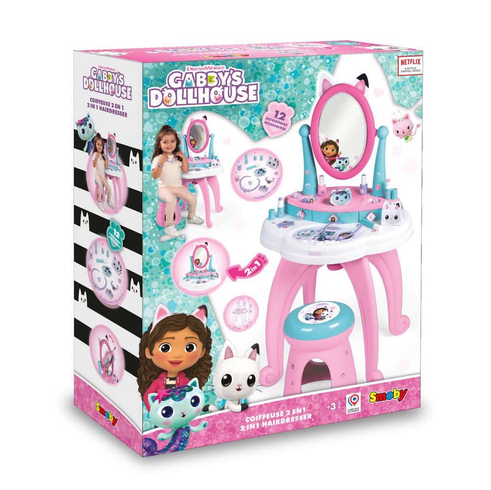 Smoby - Gabby's Dollhouse 2-In-1 Hairdresser With 12 Accessories - Multicolor