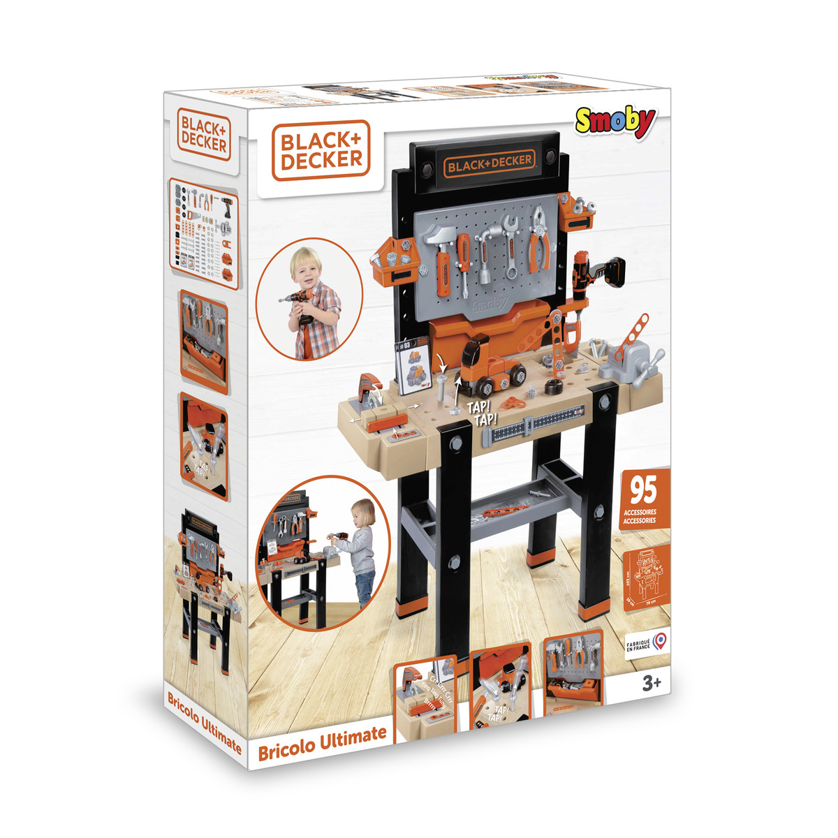 سموبي - بلاك ديكر بريكولو مجموعة لعب منضدة العمل القصوى - ٩٥ قطعة