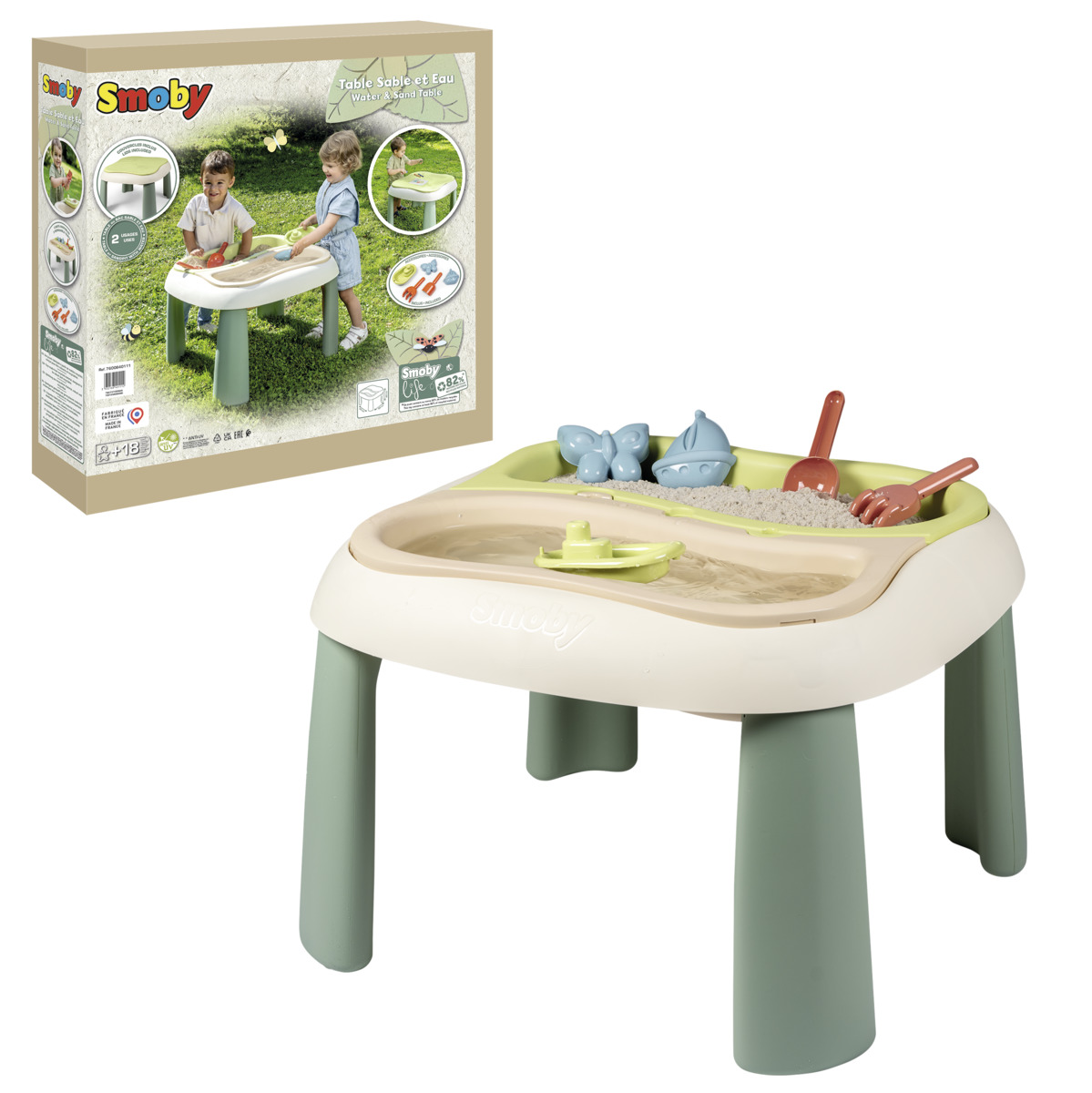 Smoby - Water & Sand Table With Accessories - Multicolor - 6 Pcs