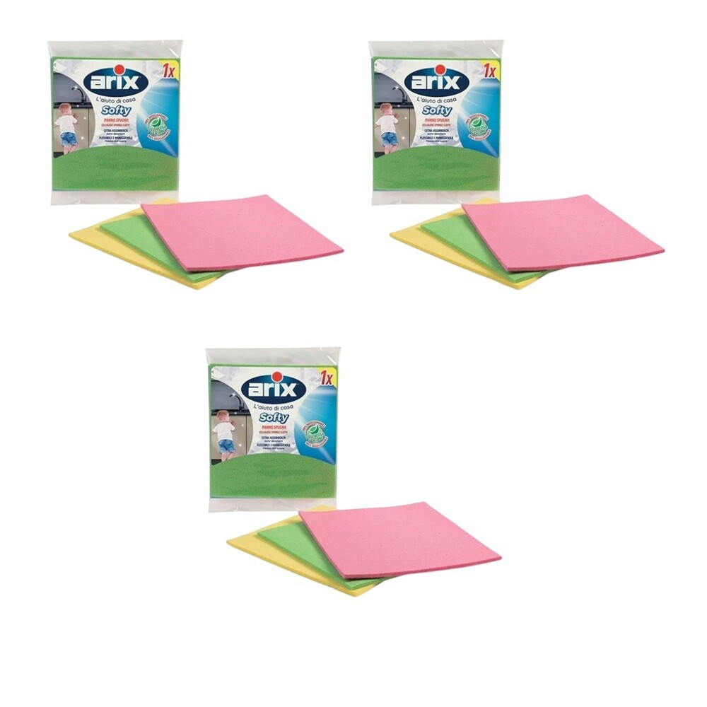 Arix - Softy Natural Cellulose Sponge Cloth - Pack Of 3 - 9 Pcs