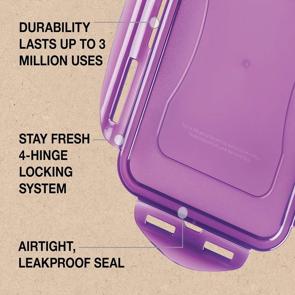لوك آند لوك - وعاء طعام مستطيل محكم الإغلاق صديق للبيئة - 850 مل - قد يختلف اللون