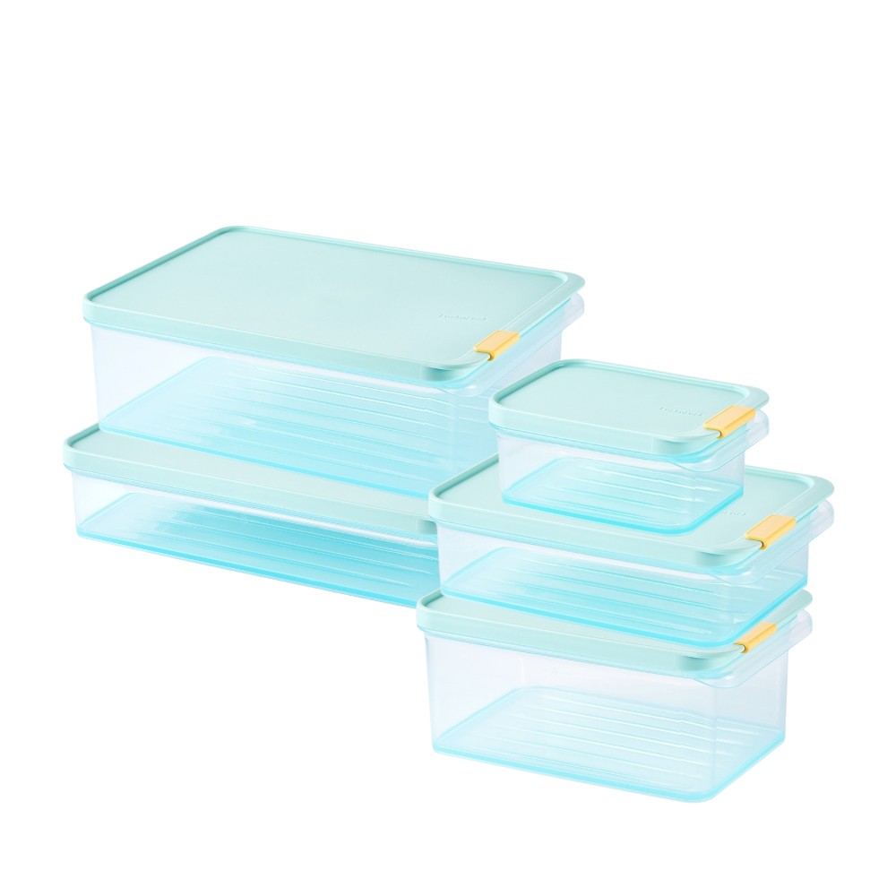 Lock&Lock - Freezer Fit Rectangle Modular Food Container Set - Blue - 5 Pcs