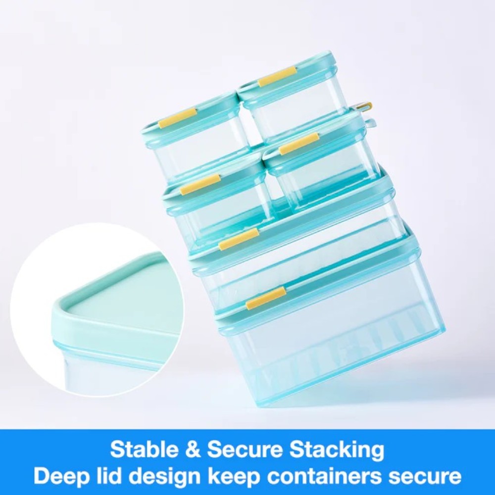 Lock&Lock - Freezer Fit Rectangle Modular Food Container Set - Blue - 5 Pcs