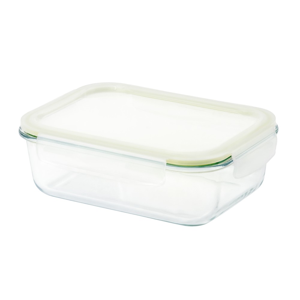Locknlock - Oven-Safe Rectangular Glass Container - Clear/White - 1.48 L