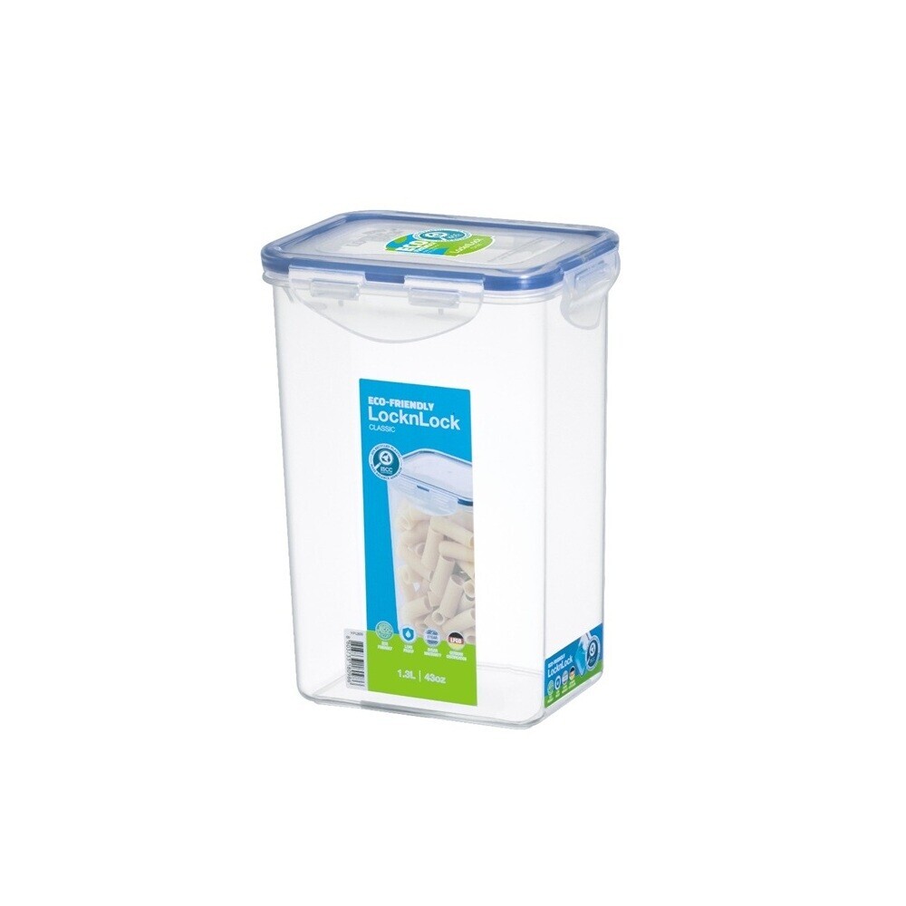 لوك&لوك – مجموعة حافظات طعام مستطيلة كلاسيكية – شفاف/أزرق – عدد 3  – 1.3 لتر