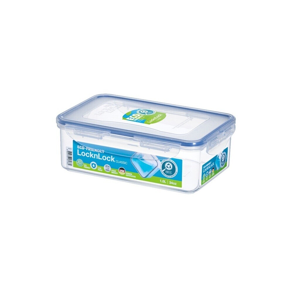 Lock&Lock - Classic Rectangular Food Container Set - Clear/Blue - 6 Pcs - 1 L
