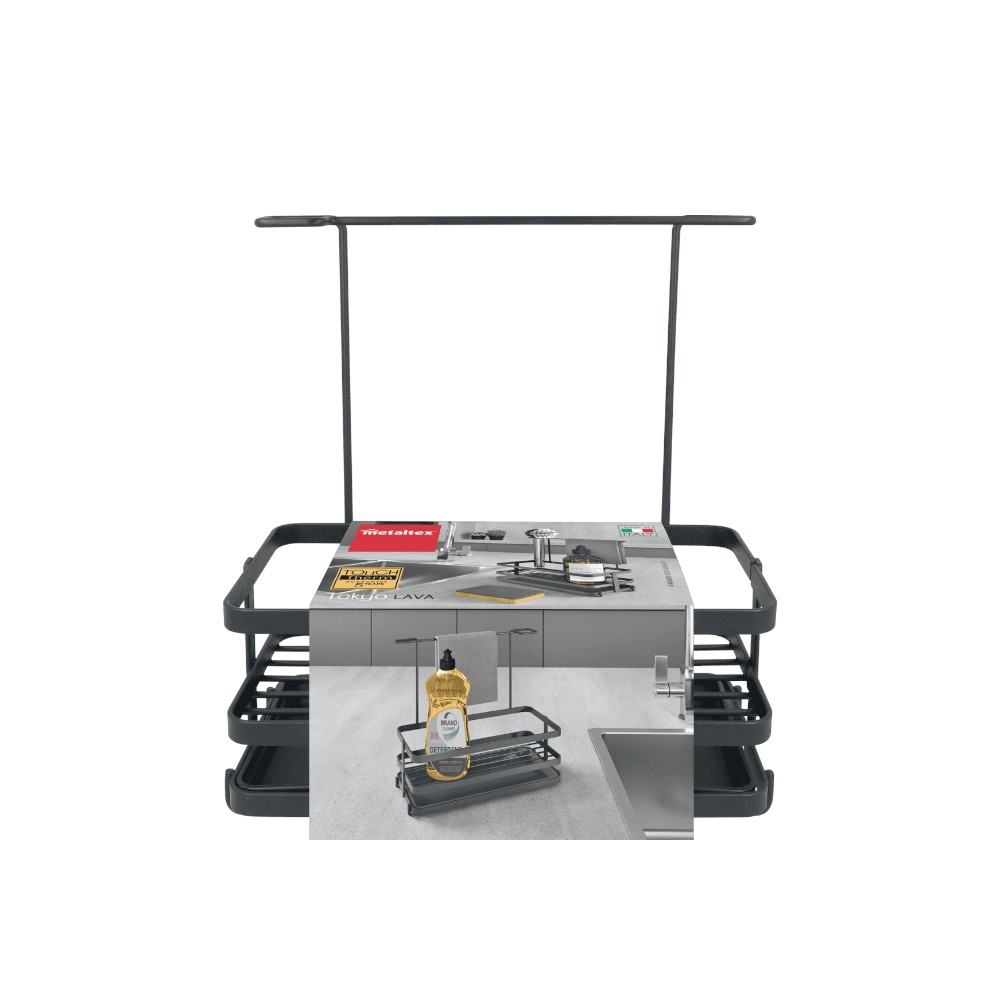 ميتالتيكس - منظم حوض المطبخ طوكيو لافا - أسود مطفي مع طلاء تاتشثيرم