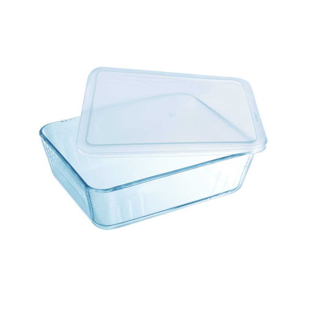 Pyrex - Rectangular Glass Dish With Lid - Clear - 0.8 L