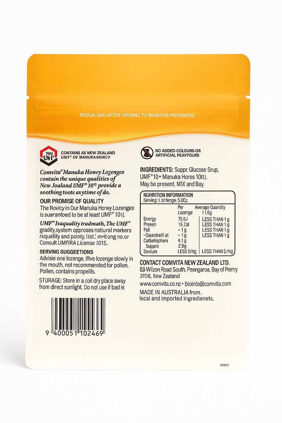 كومفيتا - أقراص عسل مانوكا المهدئة بنكهة الليمون المنعش - 12 قطعة