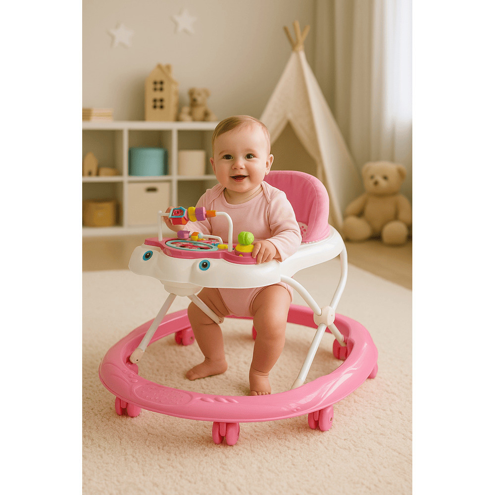 Myts Baby Walker With Music, Lights And Surround Seat - Pink