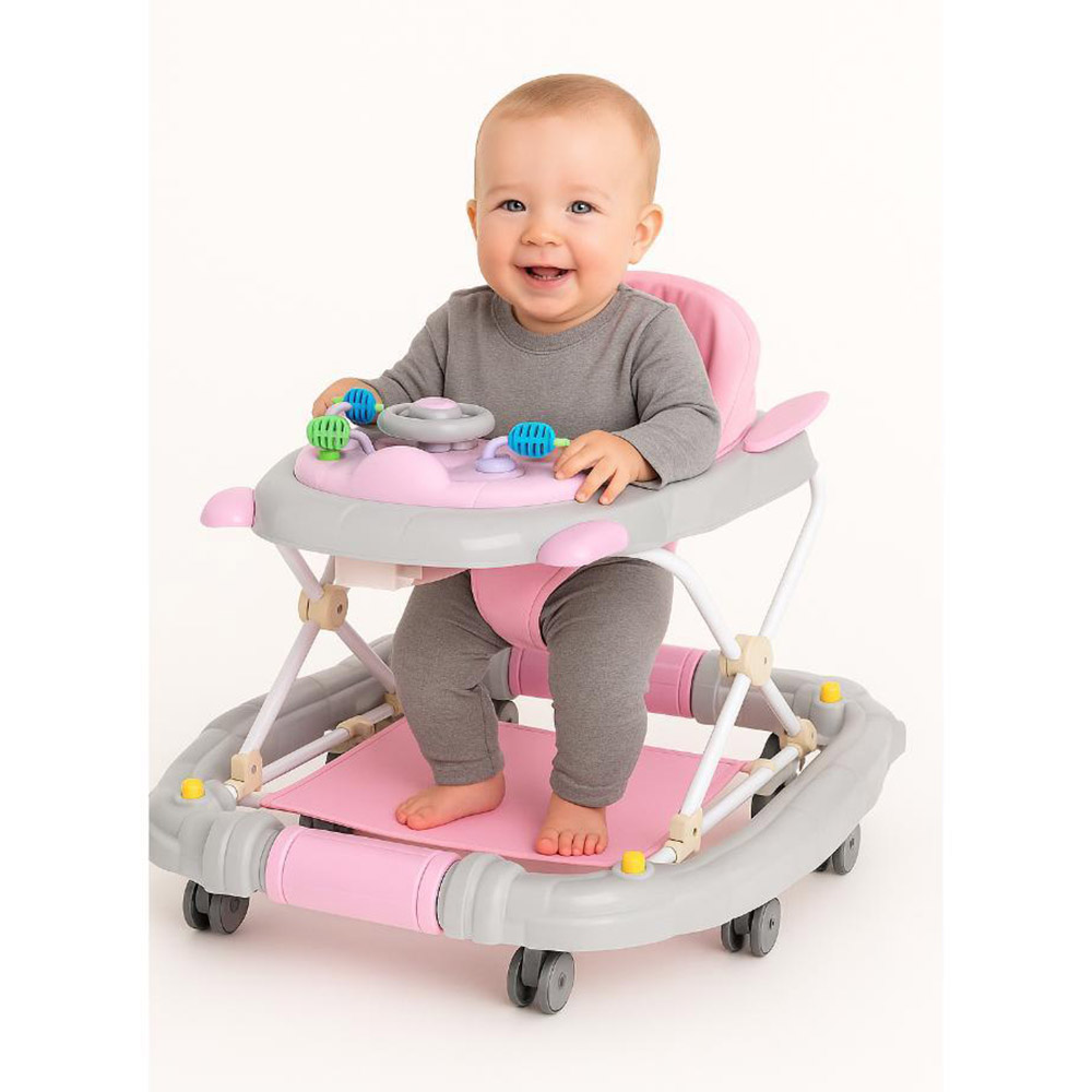 مايتس - مشاية أطفال متعددة الوظائف مع موسيقى وأضواء وخاصية اهتزاز - وردي