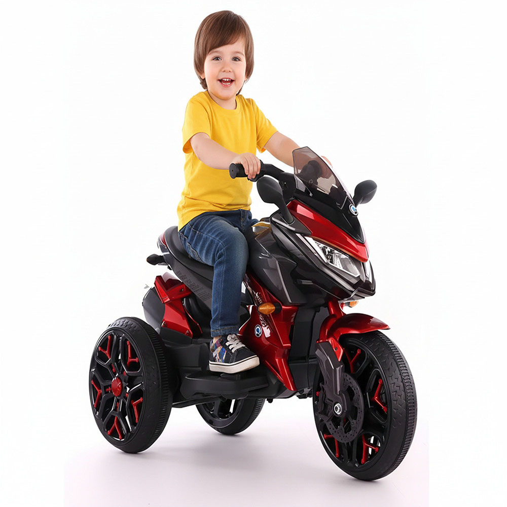 Myts - Kids 3-Wheeled Electric Ride-On Motorcycle - Red - 12 V