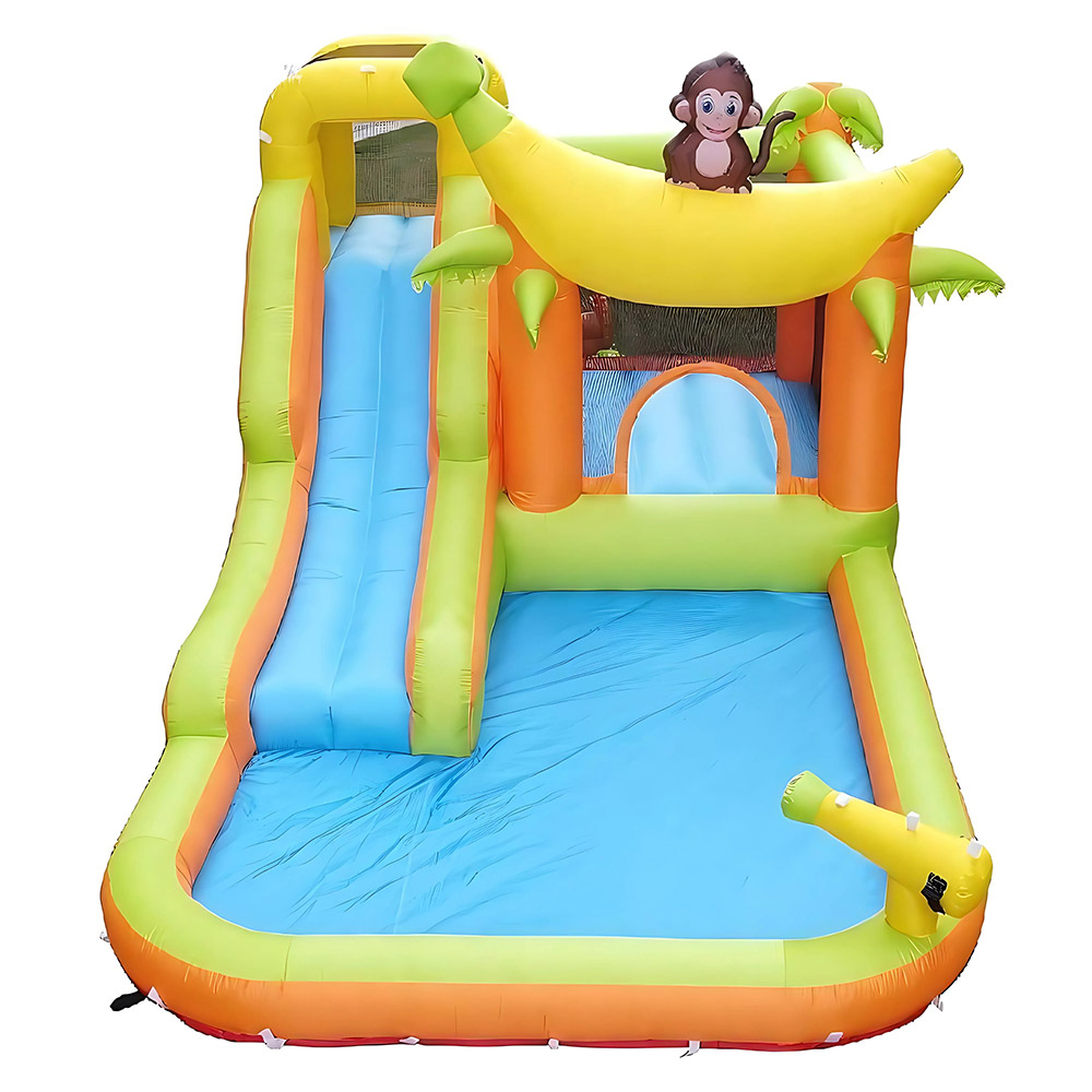 Myts - Kids Inflatable Bouncy Castle With Water Slide And Splash Pool - Jungle Monkey