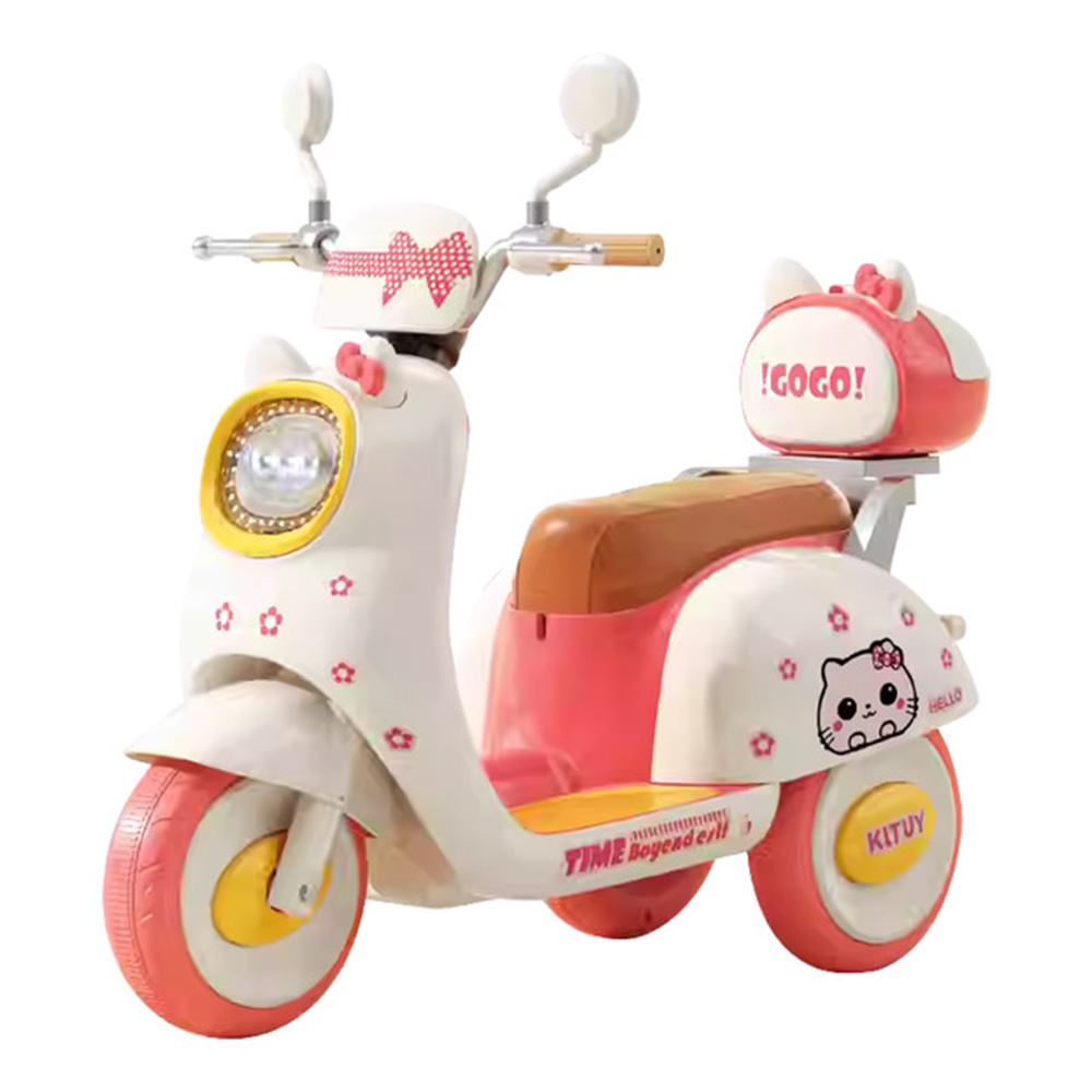 Myts Kids Cute Electric Ride-On Scooter - Pink/White - 12 V