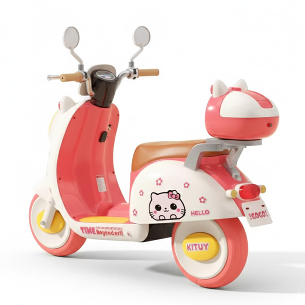 Myts Kids Cute Electric Ride-On Scooter - Pink/White - 12 V
