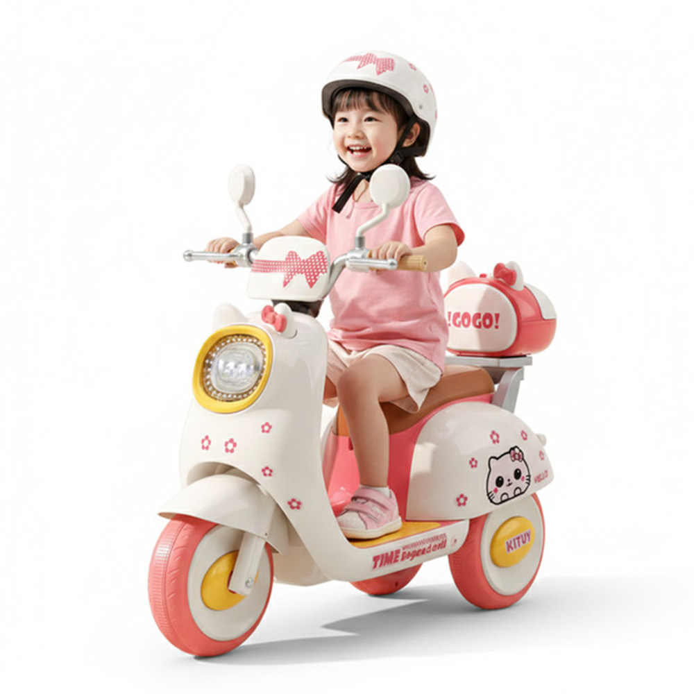 Myts Kids Cute Electric Ride-On Scooter - Pink/White - 12 V