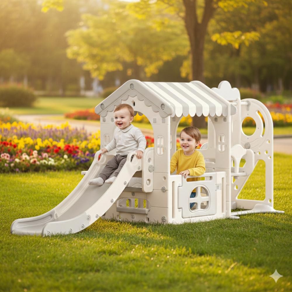 Myts - Kids Modern Nordic Style Playhouse With Slide And Swing