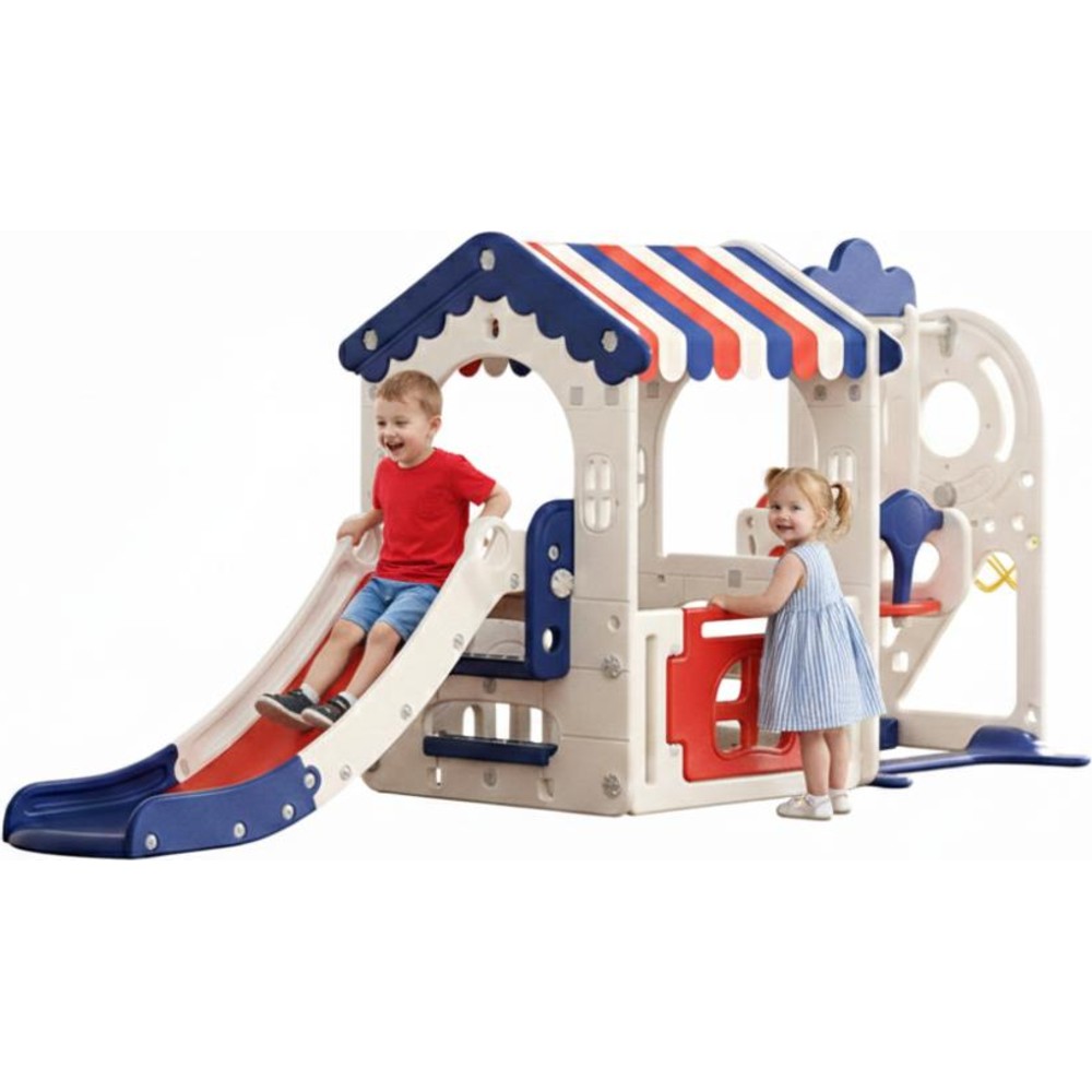 Myts - Kids Indoor Swing, Slide And Playhouse Set