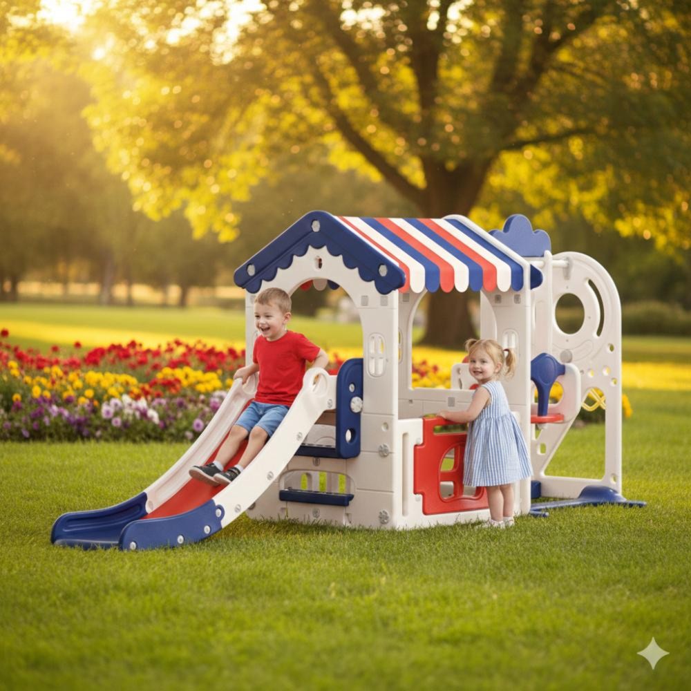 Myts - Kids Indoor Swing, Slide And Playhouse Set