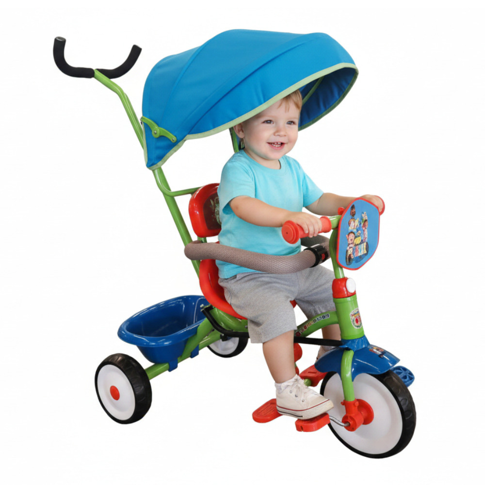 Myts - 3-In-1 Kids Cocomelon Tricycle With Parent Push Handle And Canopy