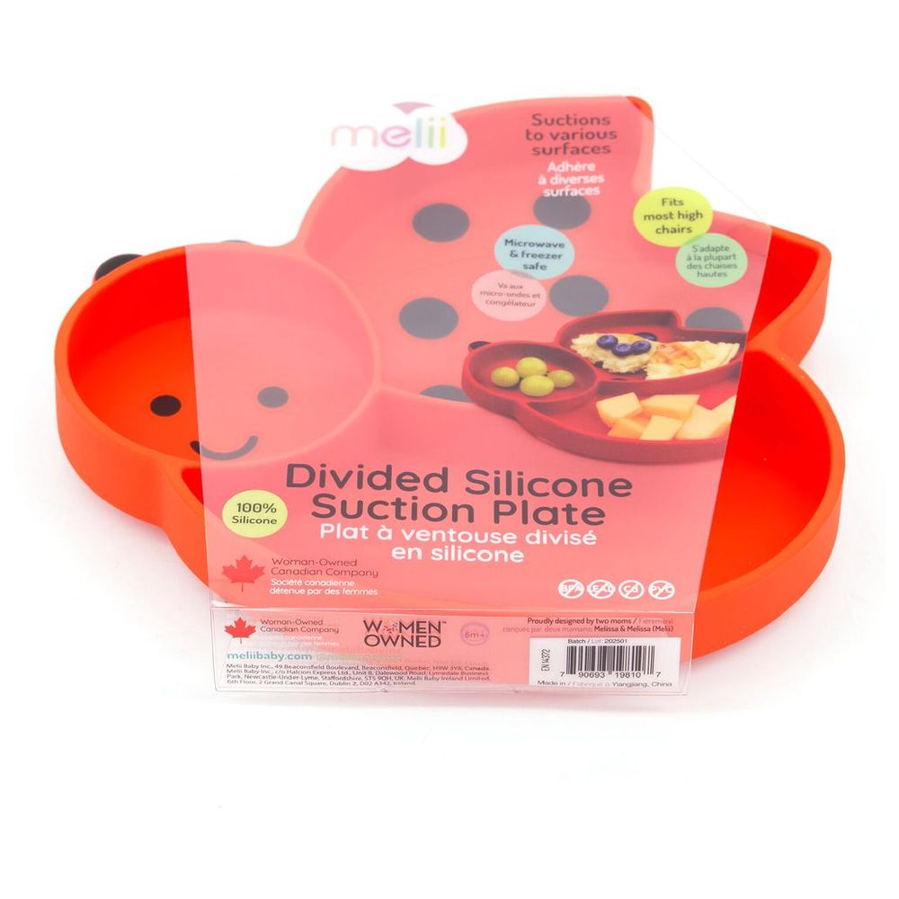 Melii Silicone Suction Plate - Lady Bug - Red