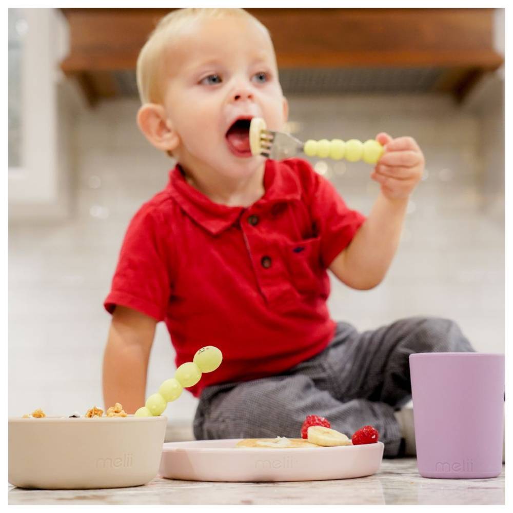 Melii - Snap & Go Pods Container, Abacus Sippy Cup, Silicone Caterpillar Spoon & Fork Set With Pop-It Ice Pac - 12 Pcs