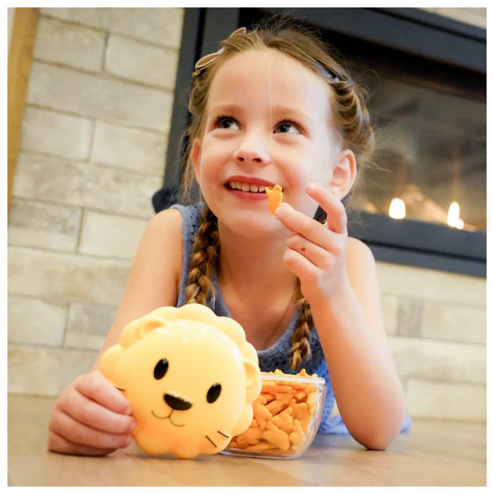 ميلي - تبرويرات وجبات خفيفة على شكل أسد وباندا مع ملعقة وشوكة بشكل دودة - 4 قطع