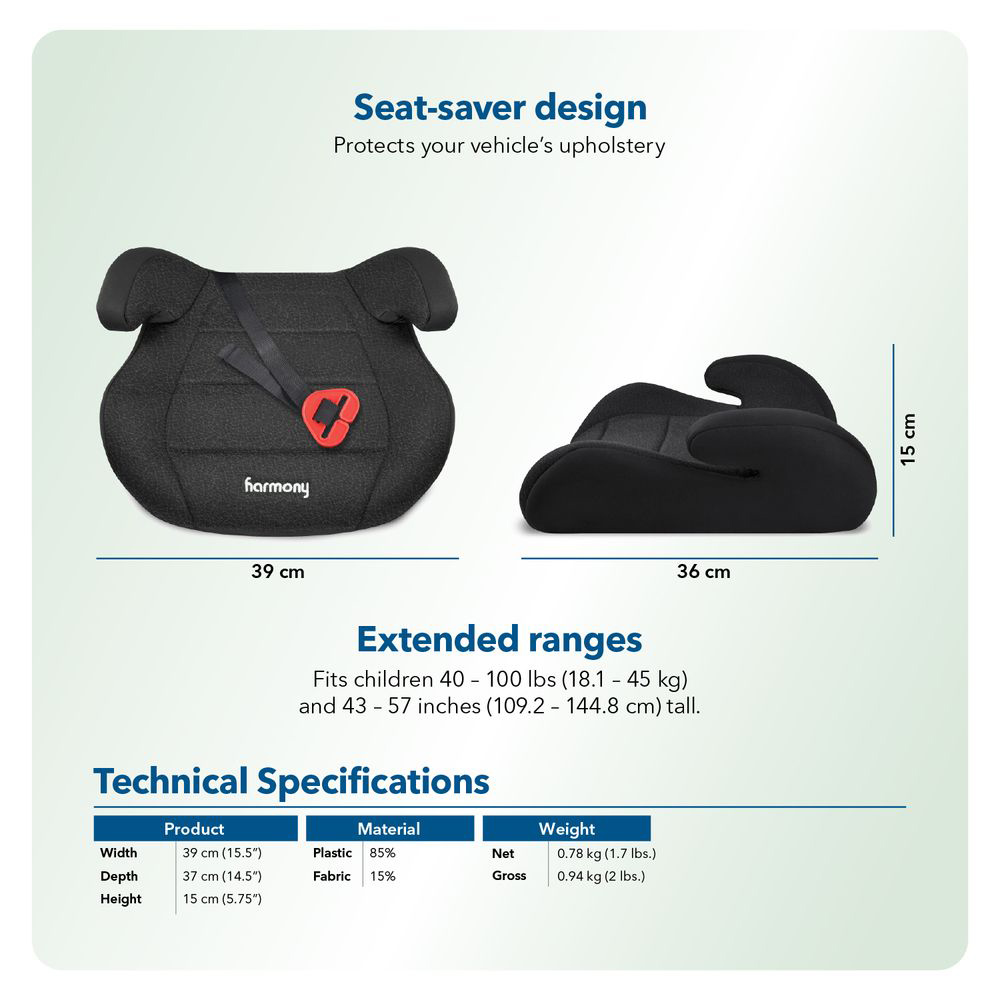 مقعد داعم لتثبيت حزام الأمان من هارموني - أسود
