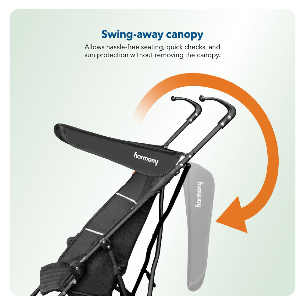 عربة الأطفال الفاخرة القابلة للطي من هارموني - فيرسا - أسود