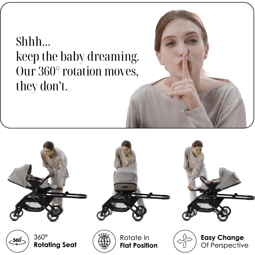 Hamilton - T1 Lightweight Baby Travel Stroller Magic Fold with 360° Seat - Grey