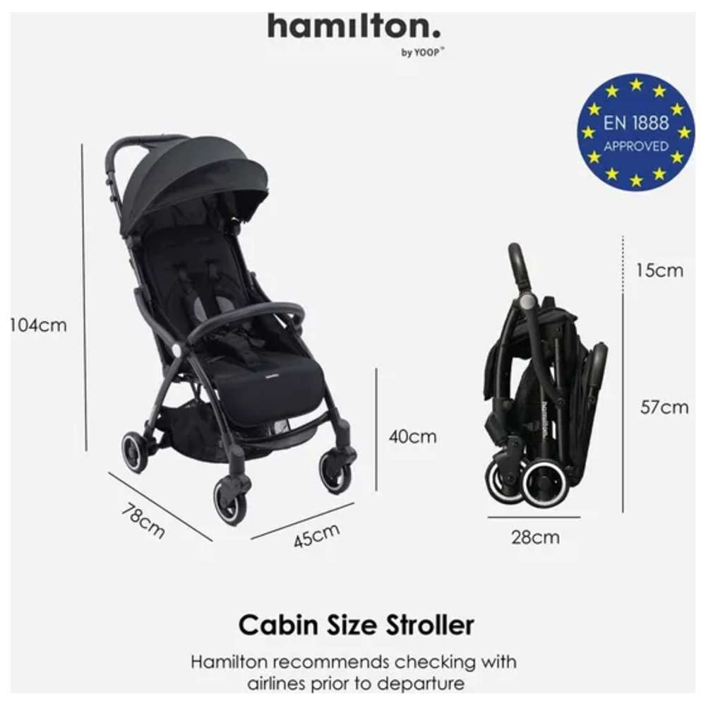 Hamilton - X1 Lightweight Everyday Baby Stroller - One Hand Fold & Unfold - Black