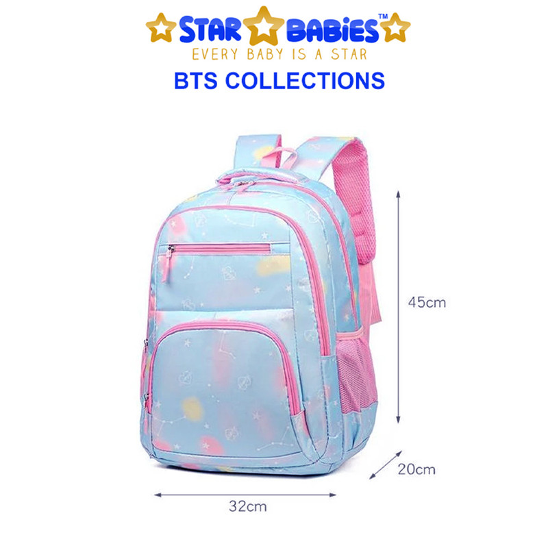 Star Babies - School Backpack With Eco Friendly Lunch Box With Spoon & Fork - Blue/Pink