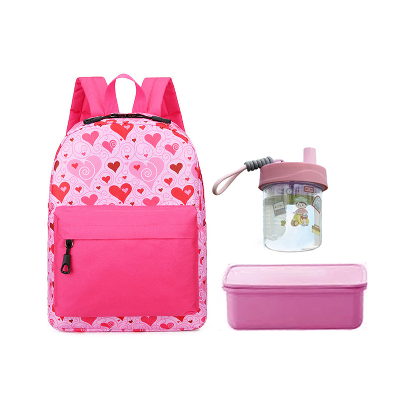 Star Babies - School Backpack With Eco Friendly - BPA Free Lunch Box, Water Bottle 550ml - Pink