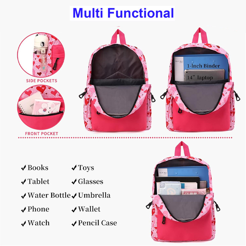Star Babies - School Backpack With Eco Friendly - BPA Free Lunch Box, Water Bottle 550ml - Pink
